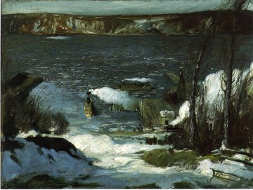 ジョージ・ウェスリー・ベローズ Painting - ノースリバーの写実的な風景 ジョージ・ウェスリー・ベローズ